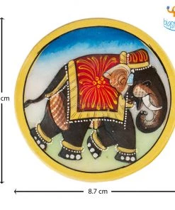 Indian Craft Hand-Painted Marble Elly Coasters - Set Of 6