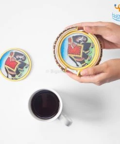 Indian Craft Hand-Painted Marble Elly Coasters - Set Of 6