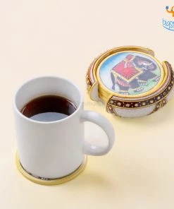 Indian Craft Hand-Painted Marble Elly Coasters - Set Of 6