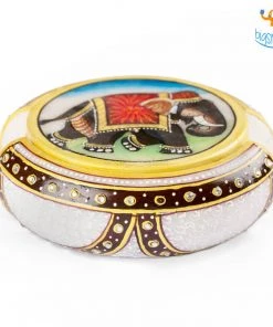 Indian Craft Hand-Painted Marble Elly Coasters - Set Of 6