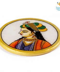 Indian Craft Father's Day Hand-Painted Marble Queen Coasters - Set Of 6