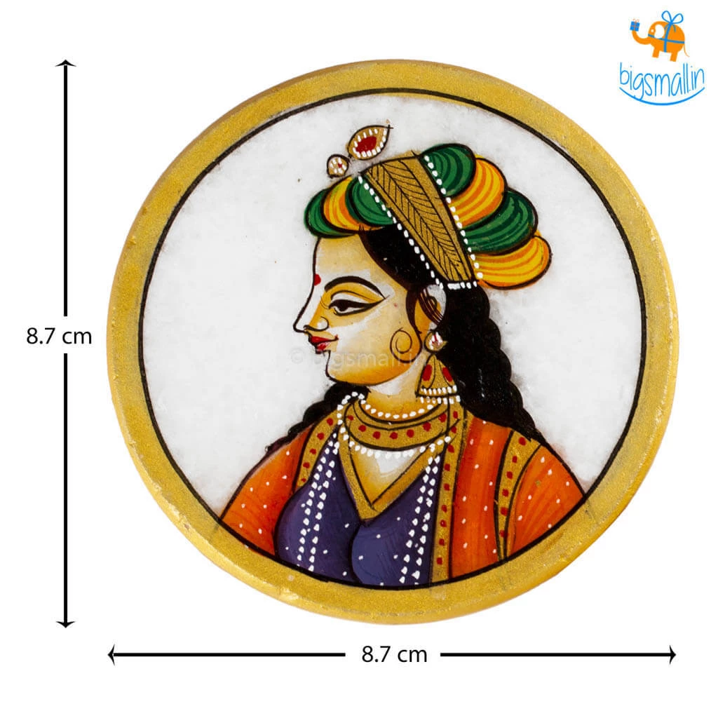 Indian Craft Father's Day Hand-Painted Marble Queen Coasters - Set Of 6