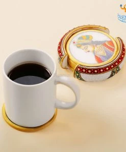 Indian Craft Father's Day Hand-Painted Marble Queen Coasters - Set Of 6