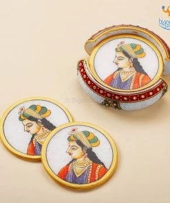 Indian Craft Father's Day Hand-Painted Marble Queen Coasters - Set Of 6