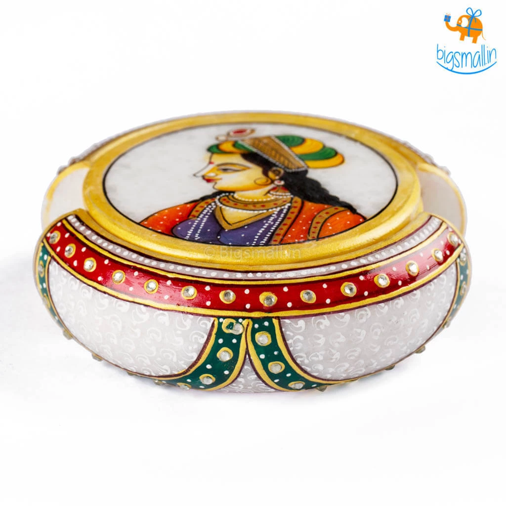 Indian Craft Father's Day Hand-Painted Marble Queen Coasters - Set Of 6