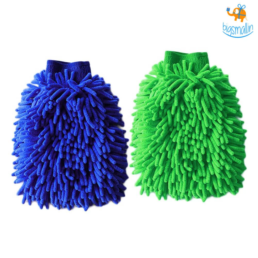Akshay Mumbai Importer Microfiber Wash Mitt Gloves - Set Of 2