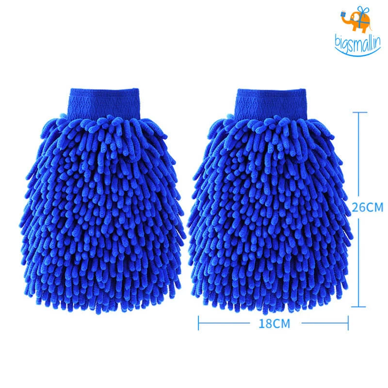 Akshay Mumbai Importer Microfiber Wash Mitt Gloves - Set Of 2