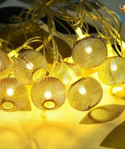 Coral Tree Moroccan Metal Balls String Lights