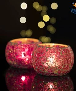Indian Craft Sale Mosaic Candle Holder - Set Of 2