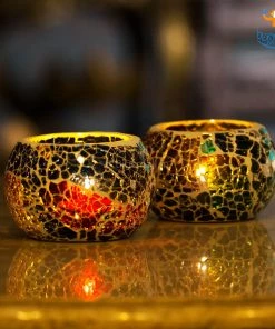 Indian Craft Sale Mosaic Candle Holder - Set Of 2