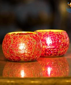 Indian Craft Sale Mosaic Candle Holder - Set Of 2