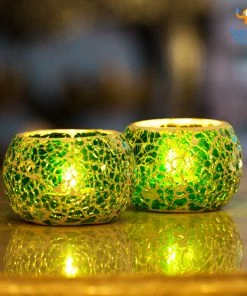 Indian Craft Sale Mosaic Candle Holder - Set Of 2