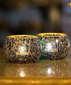 Indian Craft Sale Mosaic Candle Holder - Set Of 2