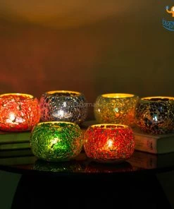 Indian Craft Sale Mosaic Candle Holder - Set Of 2