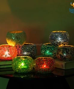 Indian Craft Sale Mosaic Candle Holder - Set Of 2