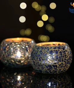 Indian Craft Sale Mosaic Candle Holder - Set Of 2