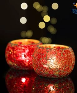Indian Craft Sale Mosaic Candle Holder - Set Of 2