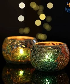 Indian Craft Sale Mosaic Candle Holder - Set Of 2