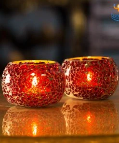 Indian Craft Sale Mosaic Candle Holder - Set Of 2