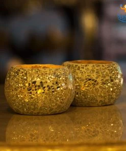 Indian Craft Sale Mosaic Candle Holder - Set Of 2