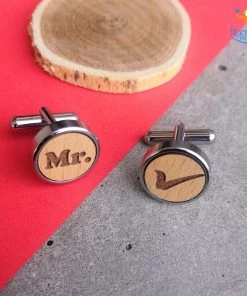 DesignWesign Father's Day Mr. Right Wooden Cufflinks