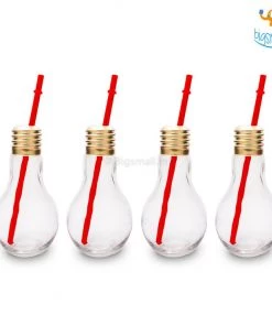 Devnow Bulb Shaped Glass With Straw
