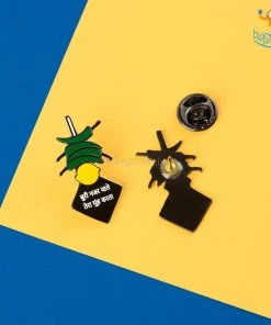 Bigsmall_piu Nimbu Mirchi Metallic Lapel Pin
