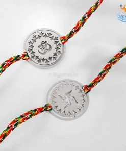 DesignWesign Om & Swastika Metallic Rakhi - Set Of 2