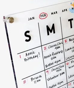 Hollyhock Corporate Monthly Clear Acrylic Calendar