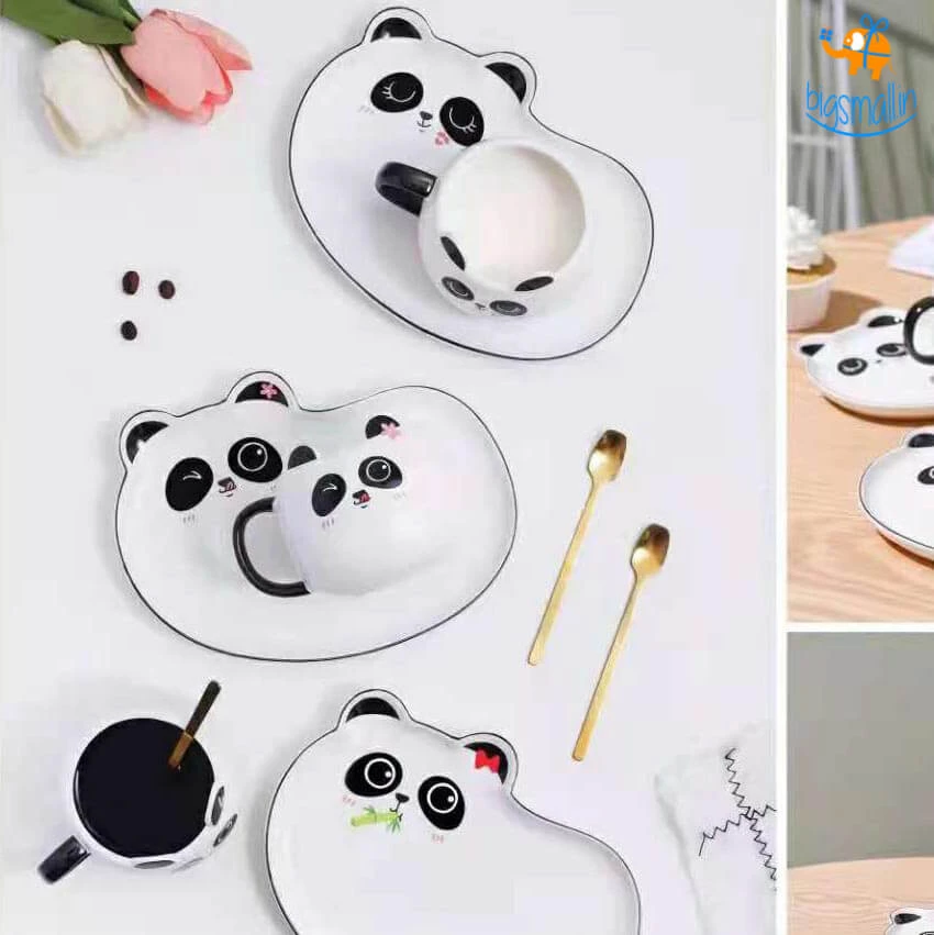 Bigsmall_hmk All Of It Panda Mug & Saucer With Spoon Set