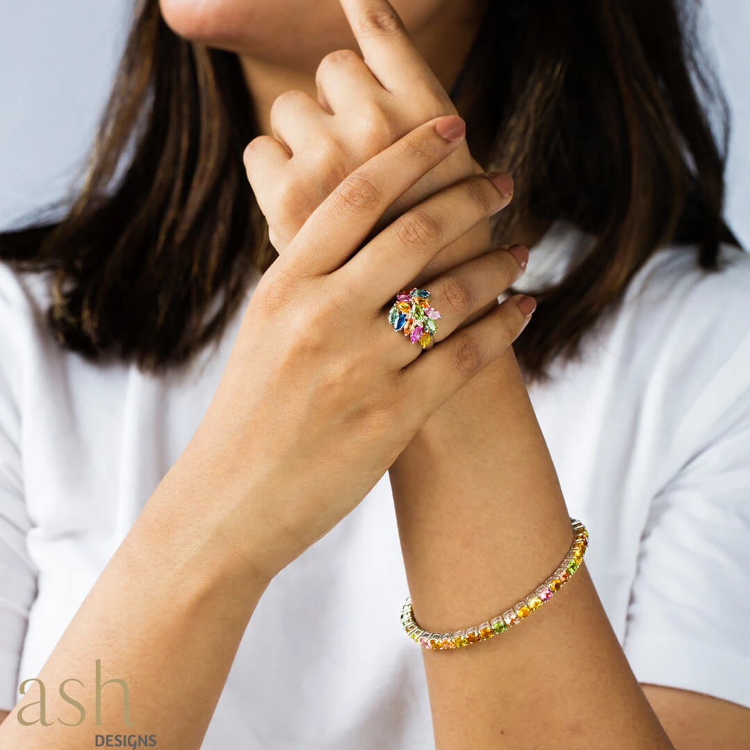 Ash Designs Paradise Valley Semi-Precious Ring Set In Silver