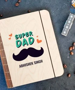 Chitra Chaya Personalized Super Dad Wooden Binder Diary | COD Not Available