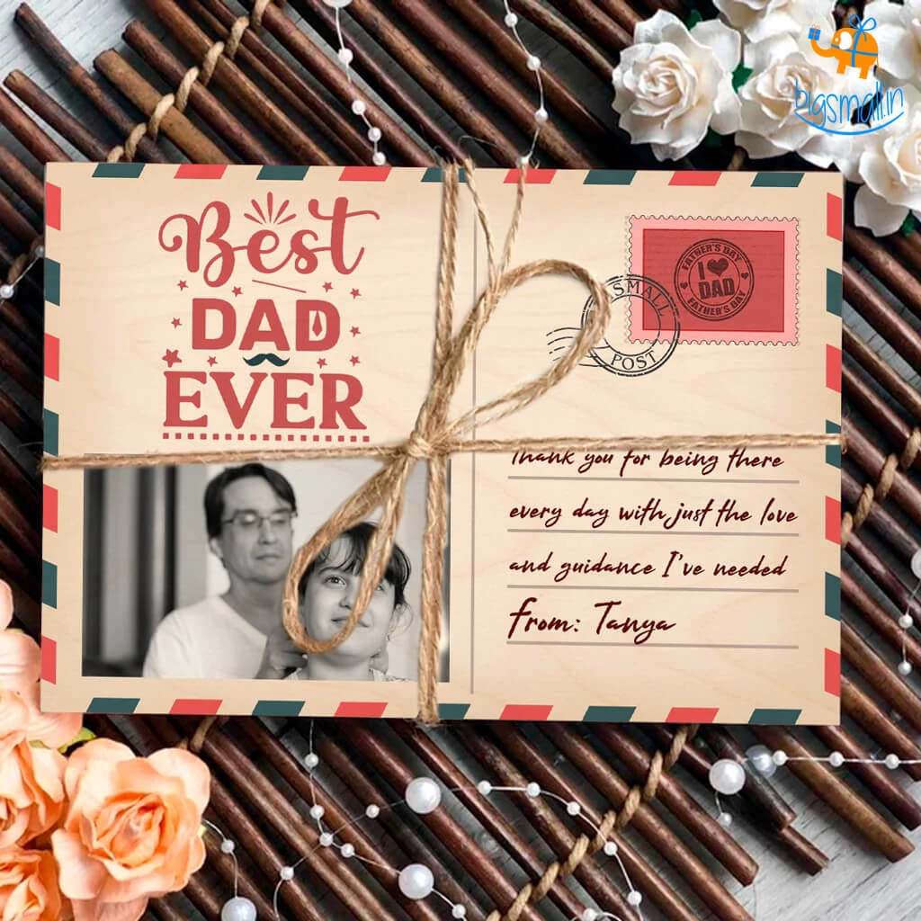 Chitra Chaya Personalized Best Dad Ever Wooden Postcard | COD Not Available Father's Day
