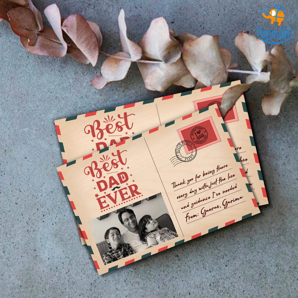 Chitra Chaya Personalized Best Dad Ever Wooden Postcard | COD Not Available Father's Day