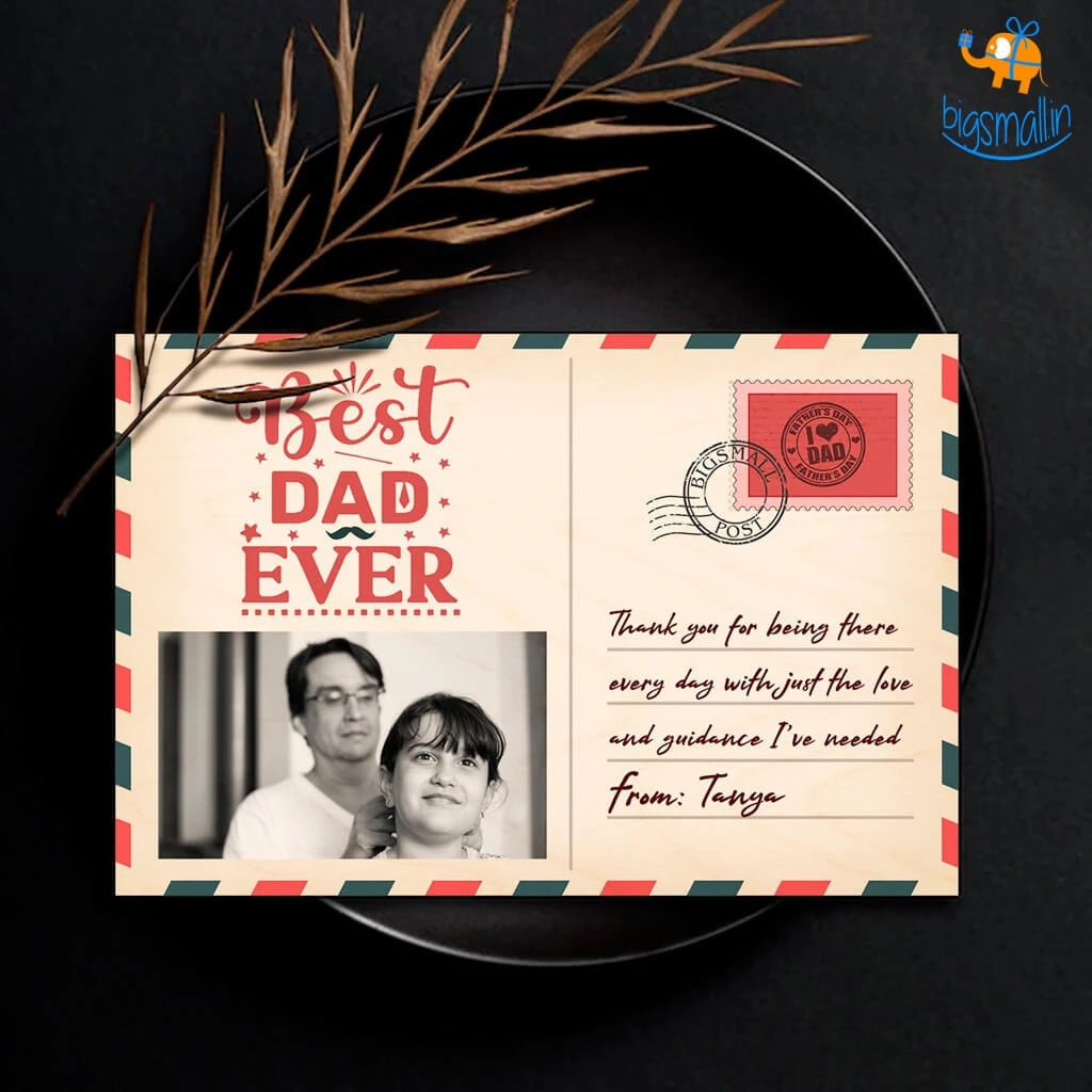 Chitra Chaya Personalized Best Dad Ever Wooden Postcard | COD Not Available Father's Day