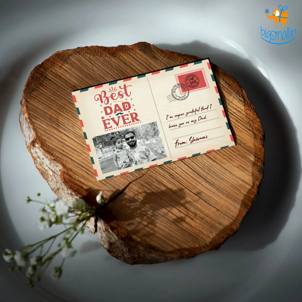 Chitra Chaya Personalized Best Dad Ever Wooden Postcard | COD Not Available Father's Day