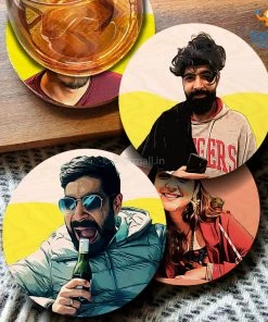 Chitra Chaya Personalized Comic Wooden Coasters | COD Not Available Father's Day