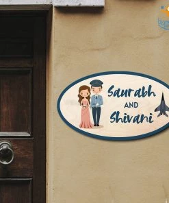 Chitra Chaya Personalized Airforce Couple Name Plate | COD Not Available