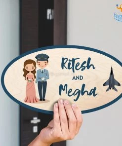 Chitra Chaya Personalized Airforce Couple Name Plate | COD Not Available