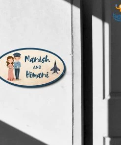 Chitra Chaya Personalized Airforce Couple Name Plate | COD Not Available