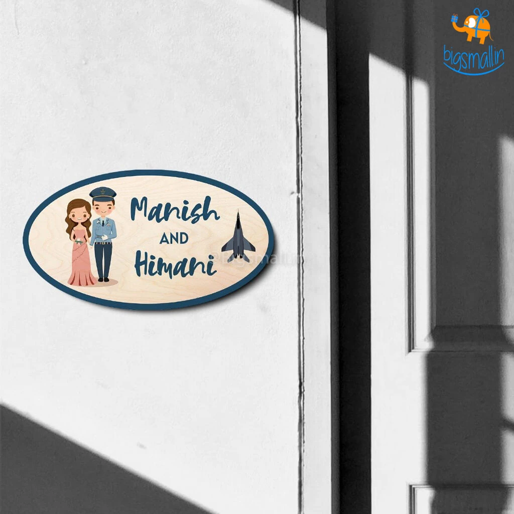 Chitra Chaya Personalized Airforce Couple Name Plate | COD Not Available