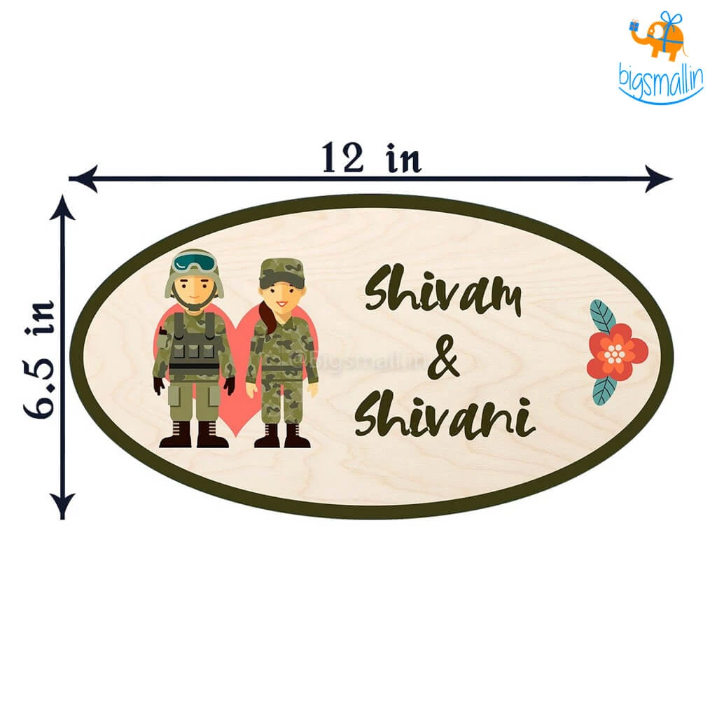 Chitra Chaya Personalized Army Couple Name Plate | COD Not Available