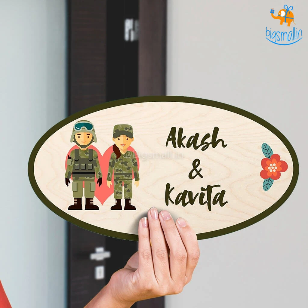 Chitra Chaya Personalized Army Couple Name Plate | COD Not Available