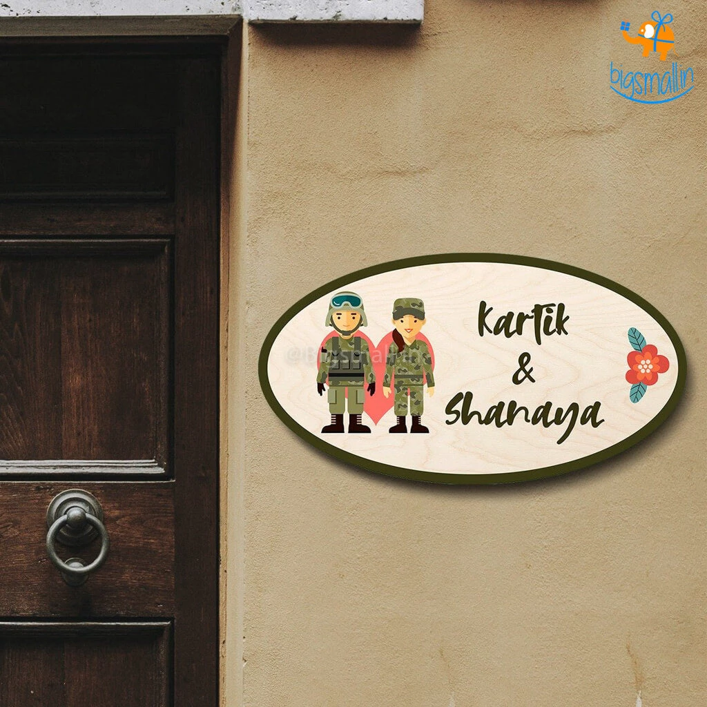 Chitra Chaya Personalized Army Couple Name Plate | COD Not Available