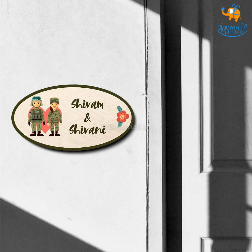 Chitra Chaya Personalized Army Couple Name Plate | COD Not Available