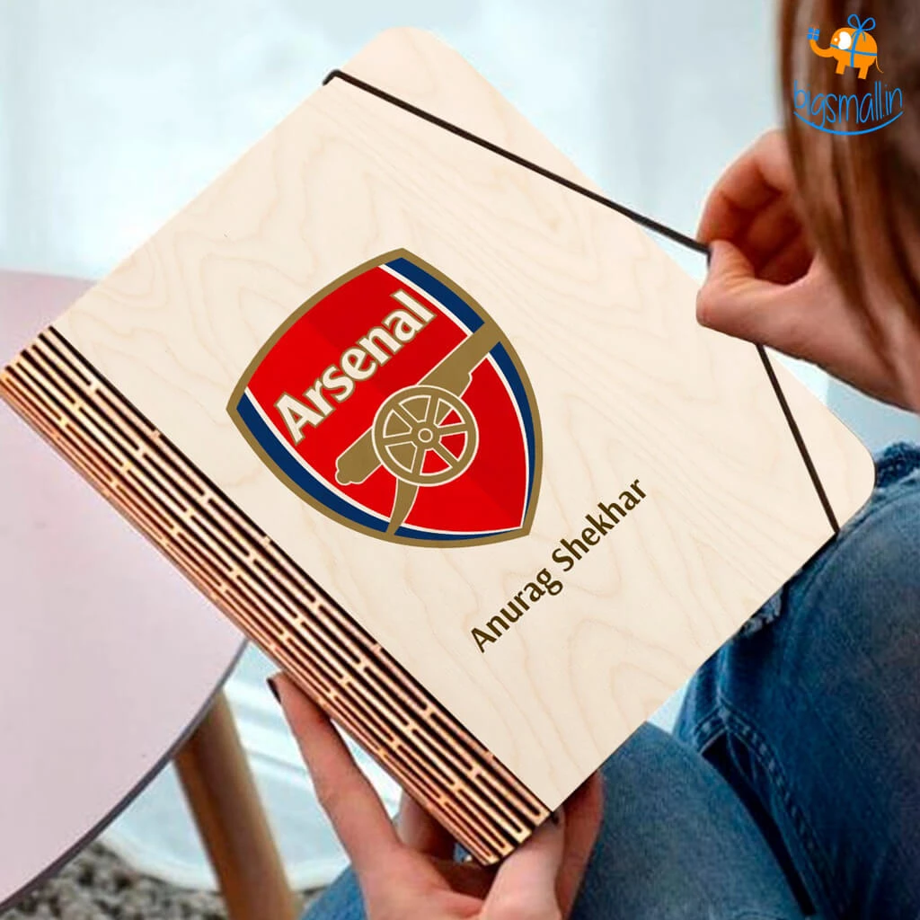 Chitra Chaya Personalized Arsenal Wooden Binder With Elastic Strap | COD Not Available