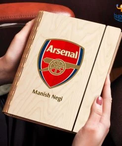 Chitra Chaya Personalized Arsenal Wooden Binder With Elastic Strap | COD Not Available
