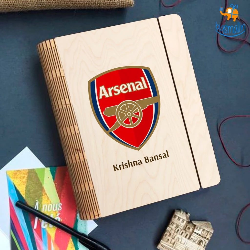 Chitra Chaya Personalized Arsenal Wooden Binder With Elastic Strap | COD Not Available
