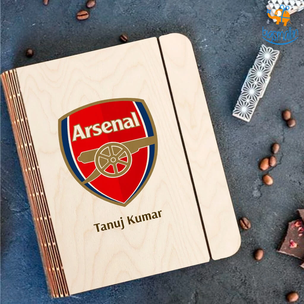 Chitra Chaya Personalized Arsenal Wooden Binder With Elastic Strap | COD Not Available