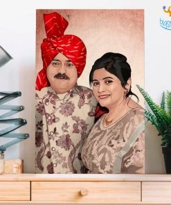 Chitra Chaya Personalized Caricature Wooden Portrait | COD Not Available